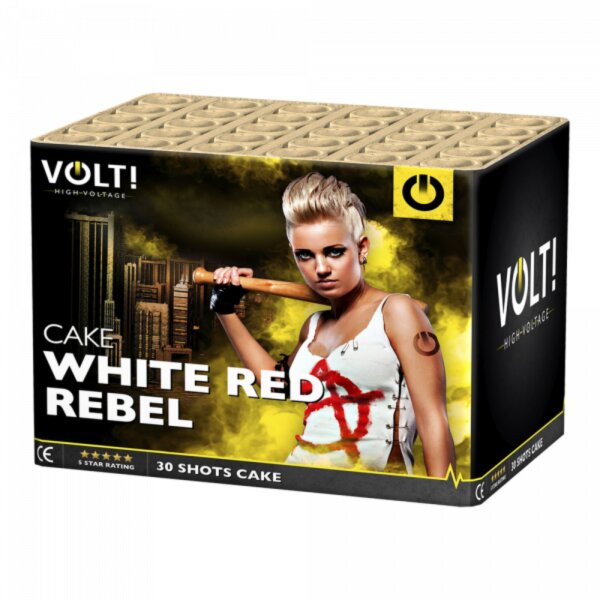 Volt! White Red Rebel 30-Schuss-Feuerwerk-Batterie