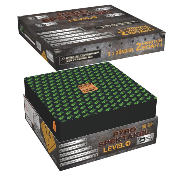 Blackboxx Pyro-Spektakel Level 4 142-Schuss-Feuerwerkverbund